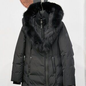 MACKAGE KAY-BX Black Down coat Size M with fox fur with Original Garment